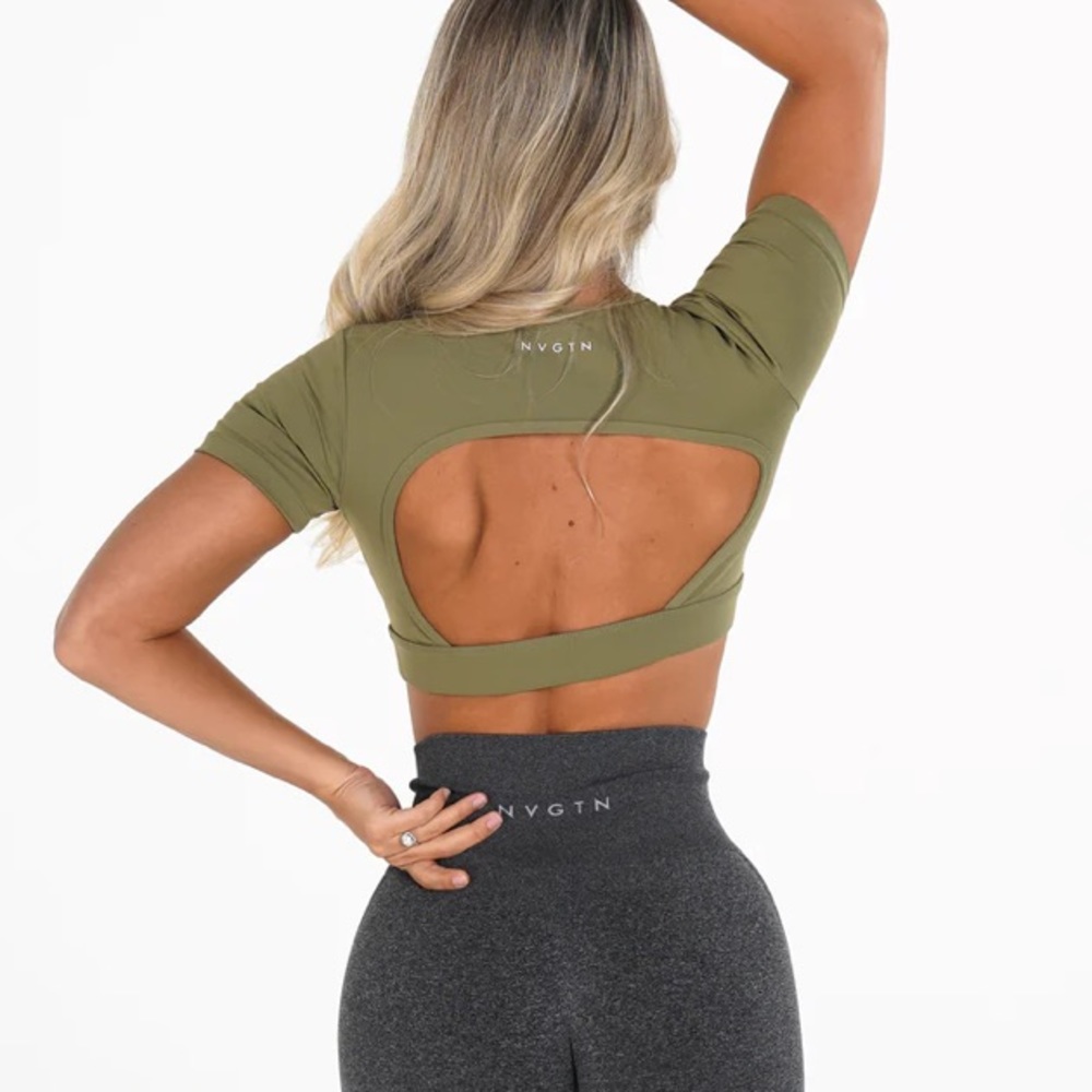 Olive Open Back Tee